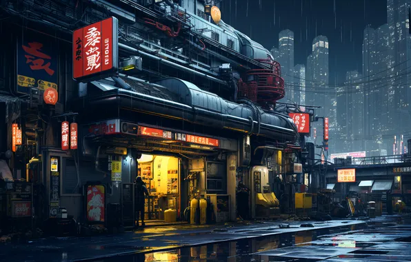 City, japan, art, cyberpunk