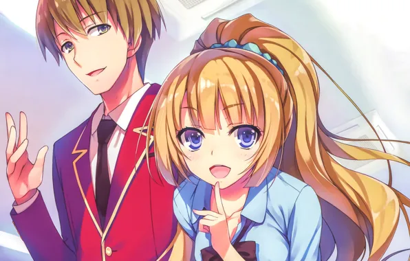 Girl, background, ventilation, guy, two, Youkoso Jitsuryoku Shijou Shugi no Kyoushitsu e, Welcome To The …
