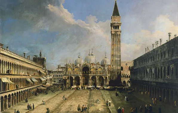 Picture picture, the urban landscape, Campanile, Giovanni Antonio Canaletto, Piazza San Marco in Venice