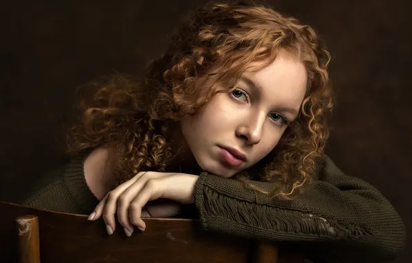 Look, girl, portrait, curly, Elina Gamanova