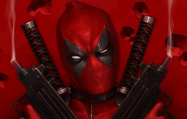 Figure, Gun, Mask, Art, Art, Deadpool, Marvel, Deadpool