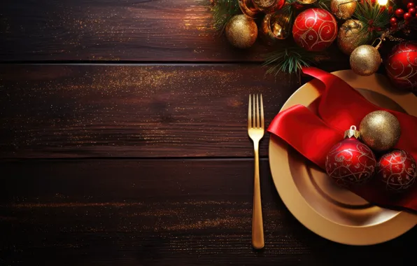 Balls, the dark background, table, pattern, Board, plate, Christmas, tape