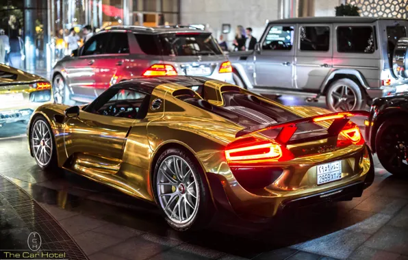 Picture auto, Porsche, Spyder, 918, Golden