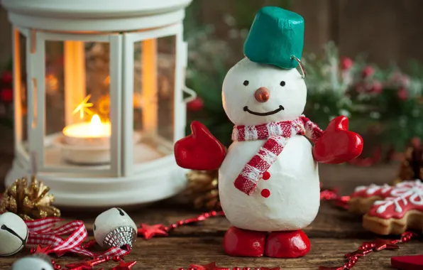 Decoration, holiday, new year, Christmas, lantern, beads, snowman, bumps