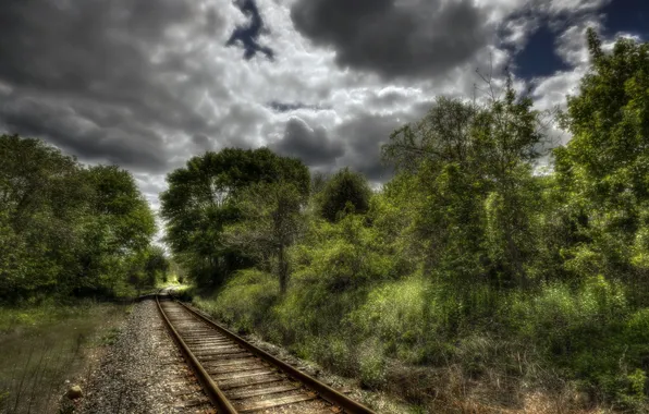 Trees, landscape, railroad