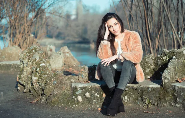 Picture autumn, look, beauty, sitting, Carlotta