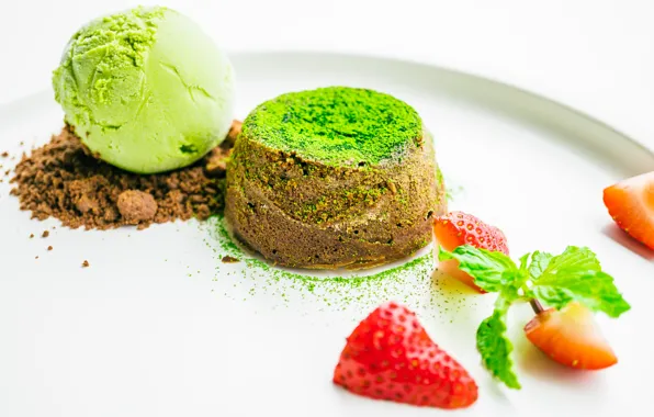 Picture chocolate, strawberry, ice cream, mint, dessert, sweet