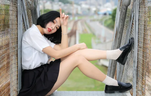 Wallpaper pose, girl, Asian