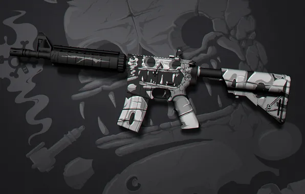 Jaw, skull, tube, paint, workshop, cs go, custom paint job, m4a4