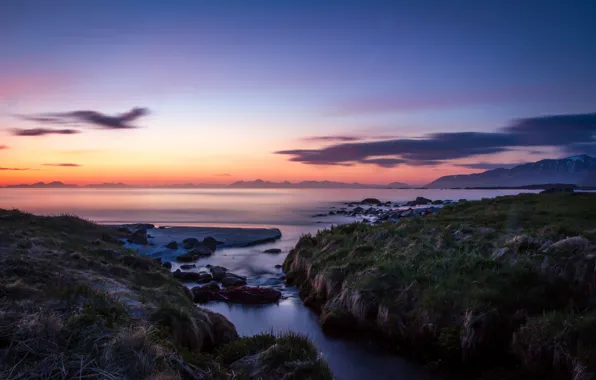 Picture sea, sunset, coast, Norway, Norway, Lofoten