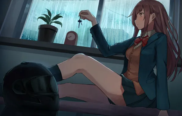 Girl, window, key