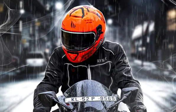 Wallpaper yamaha, pearls, bikes, Orange Helmet Biker images for desktop