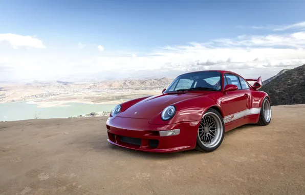 Picture red, coupe, 911, Porsche, 993, 2017, at the cliff, Gunther Plant