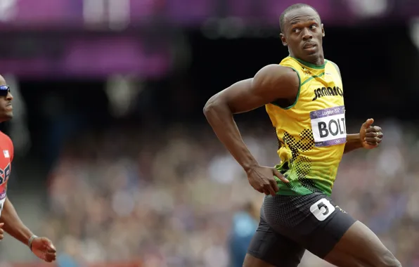 Picture speed, Usain Bolt, Jamaica, uniform, athlete