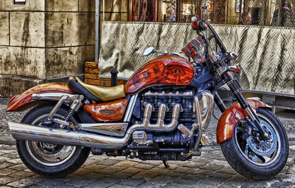 Tuning, motorcycle, British, colors, Triumph Rocket III, 3-liter, with a three-cylinder engine and a displacement …