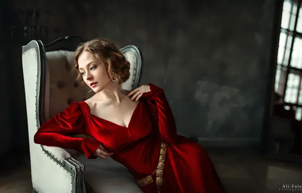 Pose, room, model, portrait, makeup, figure, dress, hairstyle