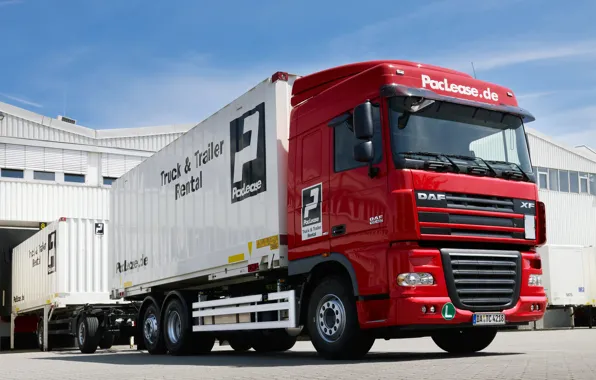 Truck, Wallpaper, Red, Wallpapers, Truck, DAF, XF105, A container ship