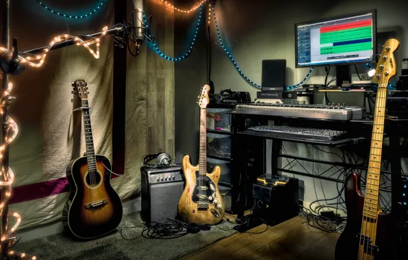 Music, guitar, instrumento, Studio