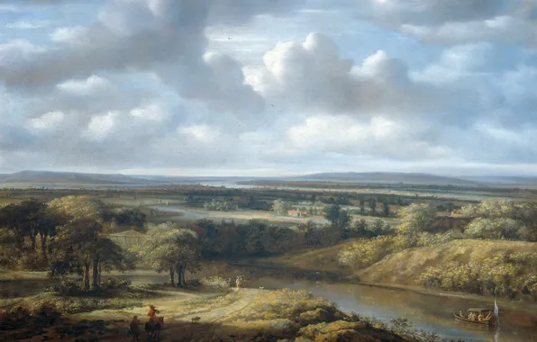 Picture nature, picture, River Landscape, Koninck Philips
