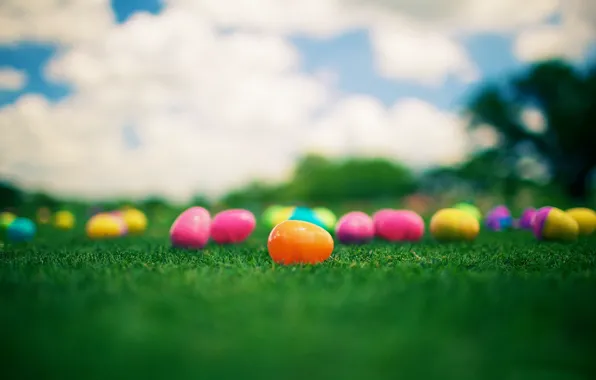 Grass, eggs, Easter, colorful, Easter, Kinder Surprise, Kinder Surprise