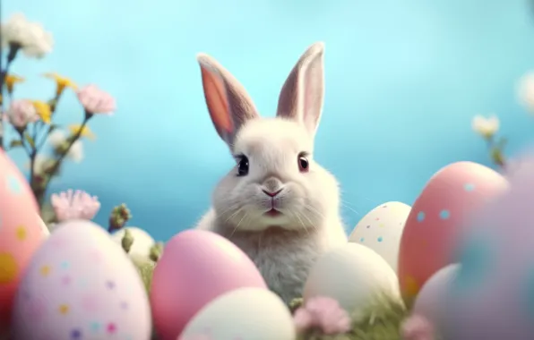 Look, holiday, hare, eggs, spring, rabbit, Easter, face