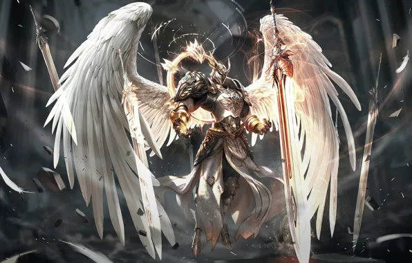 Angel, Sword, Wings, Fantasy, Art, Art, Angel, Sword