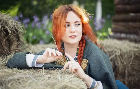 Look, girl, nature, pose, style, portrait, hands, makeup