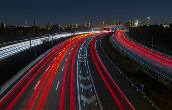 Road, night, the city