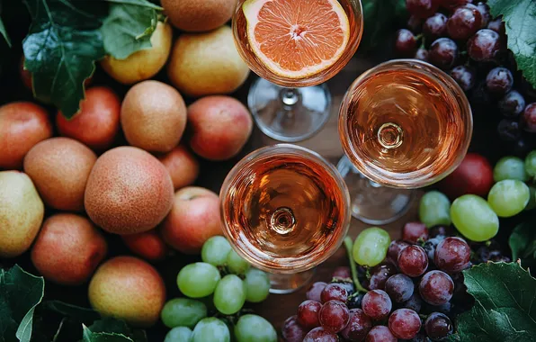 Wine, glasses, fruit, different, cuts, AI art, neural network