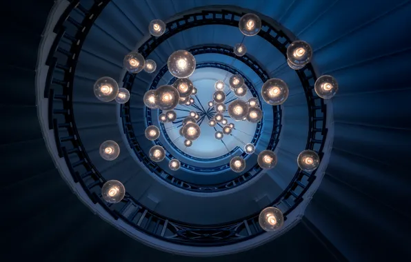 Spiral, lights, ladder