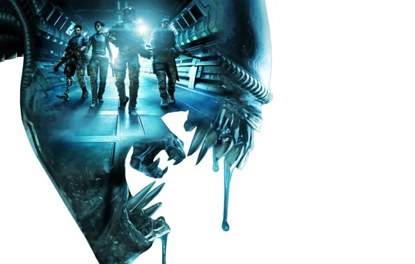 Weapons, teeth, head, stranger, machine gun, aliens, rifle, alien
