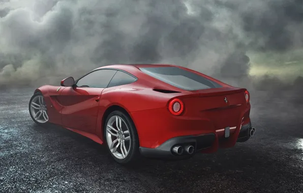 The sky, Red, Wheel, Ferrari, Ass, Clouds, Ferrari, Red