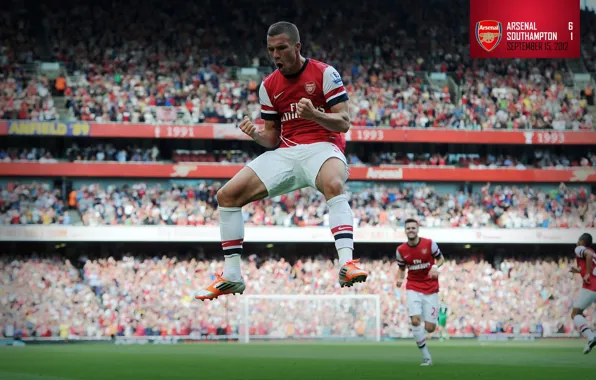 Picture background, male, player, Arsenal, stadium, Arsenal, Lukas Podolski, Football Club