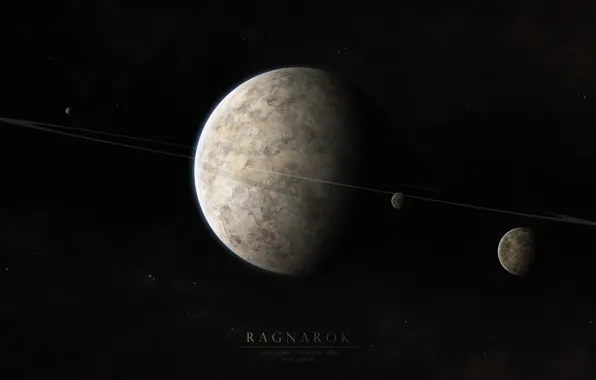 Space, light, Planet, ring, Ragnarok, satellites