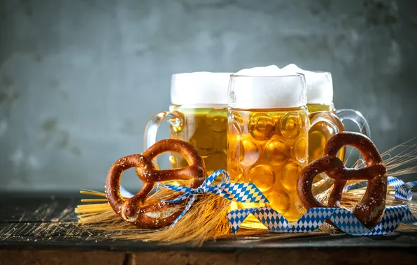 Picture beer, mug, hops, pretzel