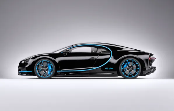 Picture background, black, art, side view, hypercar, Bugatti Chiron