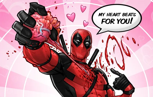 Picture art, deadpool, Valentine's Day, ryan reynolds, marvel comics, Patrick Brown, PatrickBrown, Happy Valentine's Day