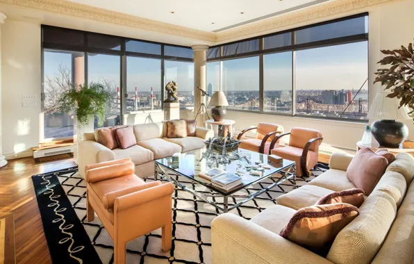 Interior, megapolis, Manhattan, NYC, living room
