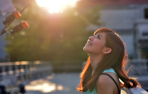 Girl, light, the city