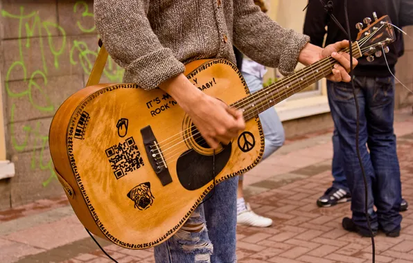 Picture music, street, guitar