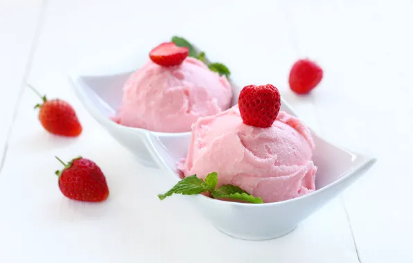 Picture strawberry, ice cream, dessert