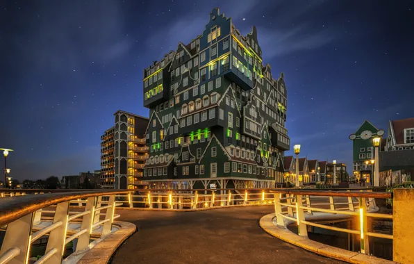 Picture night, lights, Netherlands, Holland, Zaandam, Zaandam