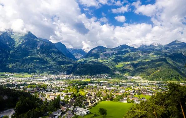 Picture mountains, home, Austria, valley, panorama, town, the view from the top, Mother mountain