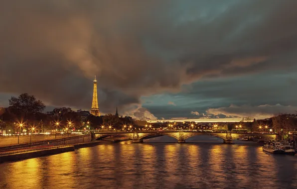 Water, bridge, river, France, Paris, Hay, Eiffel tower, Paris