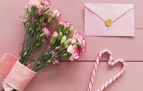 Letter, bouquet, candy, the envelope