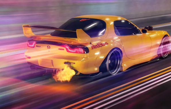 Auto, Machine, Speed, Mazda, Car, Render, Rendering, Mazda RX-7