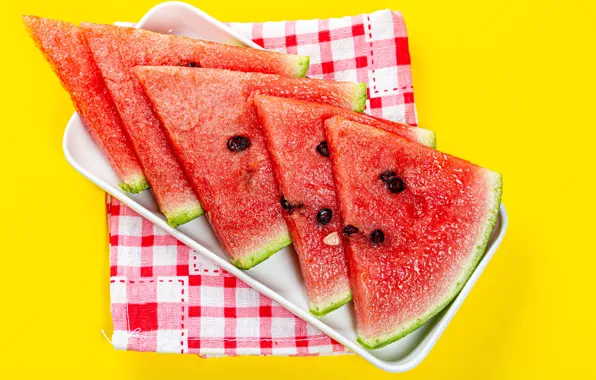 Background, watermelon, plate, slices