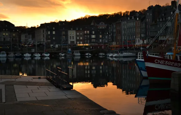 Picture France, Sunset, Home, Yachts, Promenade, Building, Sunset, France