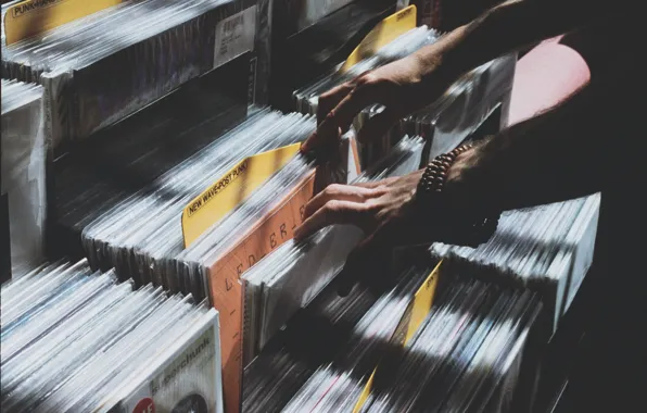 Picture music, hands, vinyl, records