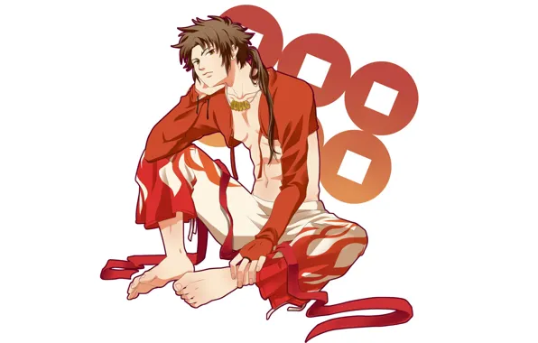 Circles, background, tape, guy, sitting, Sengoku Basara, The Era Of Unrest